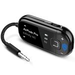 Avantree Voyager - Airplane Bluetooth Adapter for Headphones & AirPods, Bluetooth 5.4 with Latest Auracast & OLED Display, Qualcomm Chip, aptX Adaptive, Wireless Audio Transmitter for Travel & Flight