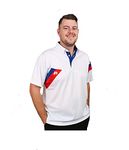 Henselite Britannia Mens Lawn Bowls Polo-Lawn Bowling Polo-Color White and Navy White, Size X-Large