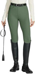 Willit Women's Riding Pants Full Seat Silicone Breeches Equestrian Horseback Riding Tights with Zipped Pocket Army Green M