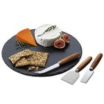 Occasion Round Slate Cheese Board & 3 Knife Gift Set - Colour Gift Box