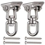 WAREMAID Set of 2 Heavy Duty 360° Swivel Swing Hangers, Stainless Steel Swing Hook for Ceiling Wooden Porch Swing Hanging kit Playground Gym Rope Boxing Hammock Chair Yoga Mount 1000 lb Capacity