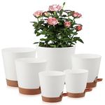 6 Pack Self Watering Pots 8/7/6.5/6/5.5/5 Inch,Indoor Modern Decorative Planter Pot,Plastic Plant Pot,Bottom Watering Plant Pots with Saucer Reservoir and Watering Lip for All House Plants