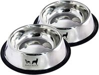 Patch & Marshall Pet Feeding Bowls for Dog with Anti Skid Ring,X- Large -Set of 2, 1600ml Water or Upto 900g pet Food per Bowl - Stainless Steel