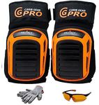 Knee Pads for Men Kneepads for Work Construction Flooring Knee Pad Roofing Gardening Foam Padding & Cushion No-Slip Stabilizer Double Straps Clip Cut resistance Glove Safety Glasses (BLACK AND ORANGE)