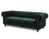 Home Detail Velvet Fabric 2 or 3 Seat Sofa Modern Chesterfield Upholstered Settee Set (3 Seat Sofa Only, Green)