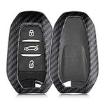 kwmobile Car Key Cover Compatible with Peugeot Citroen 3 Button Car Key Smart Key (only Keyless Go) - Hard Case - Carbon Black