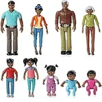 Beverly Hills Doll Collection Sweet Li'l Family African American Dollhouse People Set of 9 Action Figure Set - Grandpa, Grandma, Mom, Dad, Sister, Brother, Toddler, Twin Boy & Girl