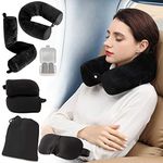 EPROICKS Twist Memory Foam Travel Pillow, Adjustable Travel Neck Pillow for Home Travel, Airplanes, Bus, Trains Chin, Lumbar Leg Support, Bendable Roll Pillow black