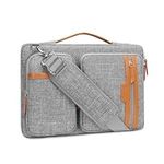 MOSISO 360 Protective Laptop Bag, 15.6 inch Computer Bag Compatible with MacBook Pro 16, HP, Dell, Asus Notebook, Side Open Messenger Bag with 2 Rectangle Zipper Pockets & Extendable Handle, Gray