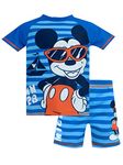 Disney Boys Mickey Mouse Two Piece Swimming Costume Swim Set Blue 3-4 Years