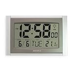 Acctim Stratus Digital Wall/Desk Clock Radio Controlled Tabletop LCD Display Date & Thermometer Silver