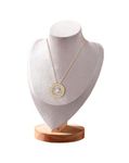 TINGSING Velvet Necklace Display Stand Jewelry Bust Display Stands with Wood Base Mannequin Necklace Pendant Chain Holder Organizer for Jewelry Showcase, Boutiques, Trade Show, Medium，Beige