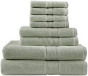 Madison Park Signature Towel Set 800 GSM Cotton Towels for Bathroom, Oversized 100% Cotton Bath Towels Set for 8 Pieces, 2 Bath Towels, 2 Hand Towels, 4 Washcloths, Assorted Sizes, Sage Green