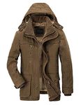 APTRO Men's Winter Coat Faux Fur Lined Coat Parka Jackets WJ29 Coffee M