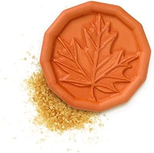 JBK Pottery Terracotta Brown Sugar Saver – Handmade Terra Cotta Sugar Keeper with Decorative Discs – Food-Safe Brown Sugar Keeper, Made in the USA - Maple Leaf