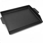 Cast Iron Grill Griddle, 18.6" x 14" Nonstick Flat Top BBQ Grill Plate, Universal Fit for All Gas Grills, Heavy Duty Pre-Seasoned Griddle for Outdoor Cooking Smash Burgers Bacon Pancakes