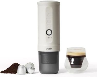 OutIn Nano 2 Portable Electric Espresso Machine, Travel Coffee Maker | Fast Self-Heating, 45W USB-C Fast Charging for Ground Coffee & NS Capsules, for Camping, RV, Hiking & Office, Pearl White