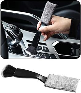 Smeyta Double Head Brush for Car Clean 1Pack,Car Brushes for Detailing Interior,Car Detailing Brushes Exterior,Soft Car Detailing Brush(Black-Double Head,1Pack)