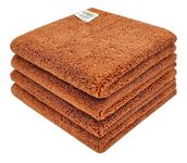 SOFTSPUN Microfiber High Loop Cleaning Cloths, 40x40 cms 4 pcs Towel Set 380 GSM (Brown). Highly Absorbent, Lint and Streak Free, Multi-Purpose Wash Cloth for Kitchen, Window, Silverware.