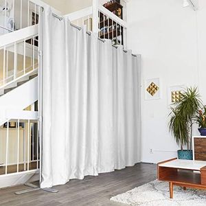 End2End Room Divider Kit - Medium B, 9ft Tall x 7ft 6in - 12ft Wide, Natural White (Room/Dividers/Now) | Portable Bedroom Privacy Room Dividers, Freestanding Partition Blackout Curtains