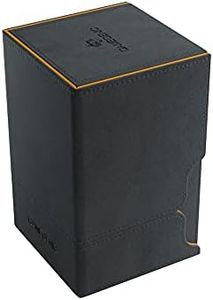 Gamegenic Watchtower 100+ XL Convertible Deck Box | Double-Sleeved Card Storage | Card Game Protector | Nexofyber Surface | Holds up to 100 Cards | Black and Orange Color | Made by