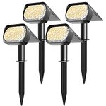 Quntis Solar Spotlight Outdoor Garden Lights, IP65 Waterproof Solar Landscape Spotlights 2-in-1 Adjustable Solar Garden Wall Lights Warm White for Fence Pathway Porch Walkway Lawn Decoration-4 Pack