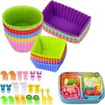 DQZSY 60 Pcs Silicone Lunch Box Dividers bento Box Accessories Silicone Cupcake Liners,Bento Lunch Box Dividers with Food Picks for Lunch Containers