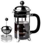 Sipologie Vintage French Press Coffee Maker 600ml, 4-Level Filtration System for Sediment-Free Coffee, Heat-Resistant Durable Borosilicate Glass, Measurement Marking, Silver