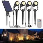 B-right Solar Spot Lights Outdoor, 8 Modes IP65 Waterproof Solar Powered Garden Spotlights 4-in-1 Landscape Lighting Auto On/Off with Remote Solar Uplights for Patio Pathway Tree 2700K Warm White