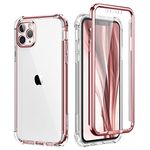 SURITCH Clear Case for iPhone 11 Pro Max【Built in Screen Protector】 Hybrid Protection Hard Shell+Soft TPU Rubber Bumper Rugged Case for iPhone 11 Pro Max 6.5 inch (Rose Gold)