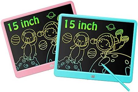 Deecam 2 Pack LCD Writing Tablet, 15 Inch Colorful Doodle Board for Kids, Drawing Tablet Boogie Board, Toy Gifts for 3–12-Year-Old Boy Girl (Pink and Blue)