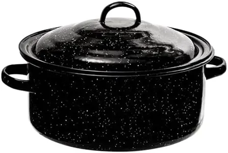 Millvado Granite 5 Qt Stockpot, Nonstick Soup Pot With Lid, Speckled Enamel Ware Cookware, Large Stock Pot For Boiling and Cooking, Big Granite Cooking Pot for Stovetop, Campfire, Outdoor Stove