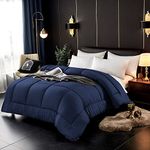 ComfyWell Single Duvet – Plain Quilt Comforter Bedspreads, Coverlets & Sets, 1 Pillowcases Warm and Anti Allergy All Season Coverless Duvet, Throws For Bed. (Single (135x200cm), Navy Blue)