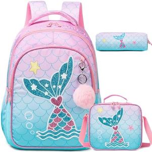 HTgroce 3pcs set Mochila Niña Gatos Mochila Niña Escuela Primaria Mochilas Escolares Infantiles 6 años