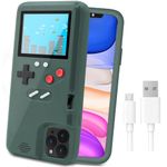 Game Console Case for iPhone,LucBuy Retro Protective Cover Self-powered Case with 36 Small Game,Full Color Display,Shockproof Video Game Case for iPhone 11 - Green