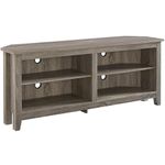 Walker Edison Milton Classic 2 Shelf Corner TV Stand for TVs up to 65 Inches, 58 Inch, Driftwood