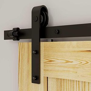 CCJH 6.6ft Sliding Barn Door Hardware Kit Heavy Duty for Single Wood Door (J Shape)