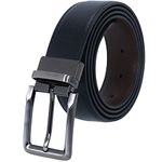 Labnoft Men's Reversible PU Leather Belt with Auto Turning Nickel Buckle, (Black, Free Size)