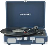 Crosley CR8005F-IB Cruiser Plus Vintage 3-Speed Bluetooth in/Out Suitcase Vinyl Record Player Turntable with Built-in Speakers, Ink Blue