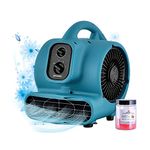 XPOWER P-250T Multi Air Mover Utility Fan Dryer Blower with Timer for Restoration and Plumbing 3 Speeds With Air Odor Eliminator Gel Beads
