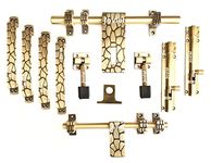 Jovial 1027 - Double Door - Door Fittings Kit, Door Accessories Kit, Door Kit Set (12"-1 Aldrop, 10"-1 Latch, 4 Handles, 2 Tower Bolt and 2 Door Stopper, Finish : Antique Brass)