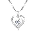 EXGOX Neckalce for Women S925 Silver Necklace for Women Heart Charm Necklaces Dainty Love Heart Pendant Sterling Silver Necklace Crystal Choker Necklace Jewellery Gifts for Women Girls Lady