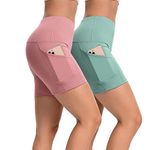 ALLBASE 2 Pack High Waist Biker Shorts for Women Yoga Shorts for Women Tummy Control Workout Shorts