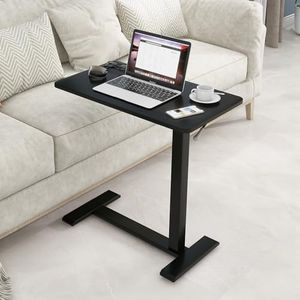 PUNCIA Medical Adjustable Overbed Bedside Table with Hidden Casters Pneumatic Mobile Standing Laptop Desk Movable Over The Bed Table Rolling Computer Cart for Hospital Home Use