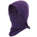 Azarxis Balaclava Face Mask Winter Hat Ski Mask Fleece Windproof Hood Neck Warmer for Cycling Hiking (Thicken - Dark Purple)