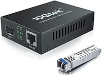 Gigabit Fiber Media Converter Single-Mode LC (SFP LX Transceiver Included), up to 20KM, 10/100/1000Base-Tx to 1000Base-LX