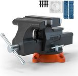 VEVOR Versatile Bench Vise Jaw Width 16.8 cm Vise Workshop Anvil Ductile Iron Opening Forward 16.5 cm Reverse 23.5 cm Base Swivel 360° 4 Bolts for Drilling Cutting Clamping Pipe