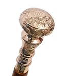 Samara Nautical Vintage Brass Handle Victorian Telescope Fold able Wooden Walking Stick Walking Cane