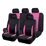 Flying Banner Flat Cloth Universal Fit Car Seat Covers Full Set with Airbag Compatible (Black and Pink)