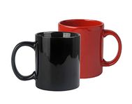 Adron Ceramic Mug for Coffee Milk Tea Beverage Tea Cups/Latest Printed Plain (White) /Hot Chocolate Coffee Mugs/Designers/Large/Cups/Milk Cup (300 ml) (Black and Red Set of 2 Pcs)